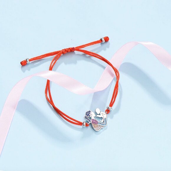 Mom & Baby Newborn New Mom Silver Red Cord Bracelet - Picture 2 of 5